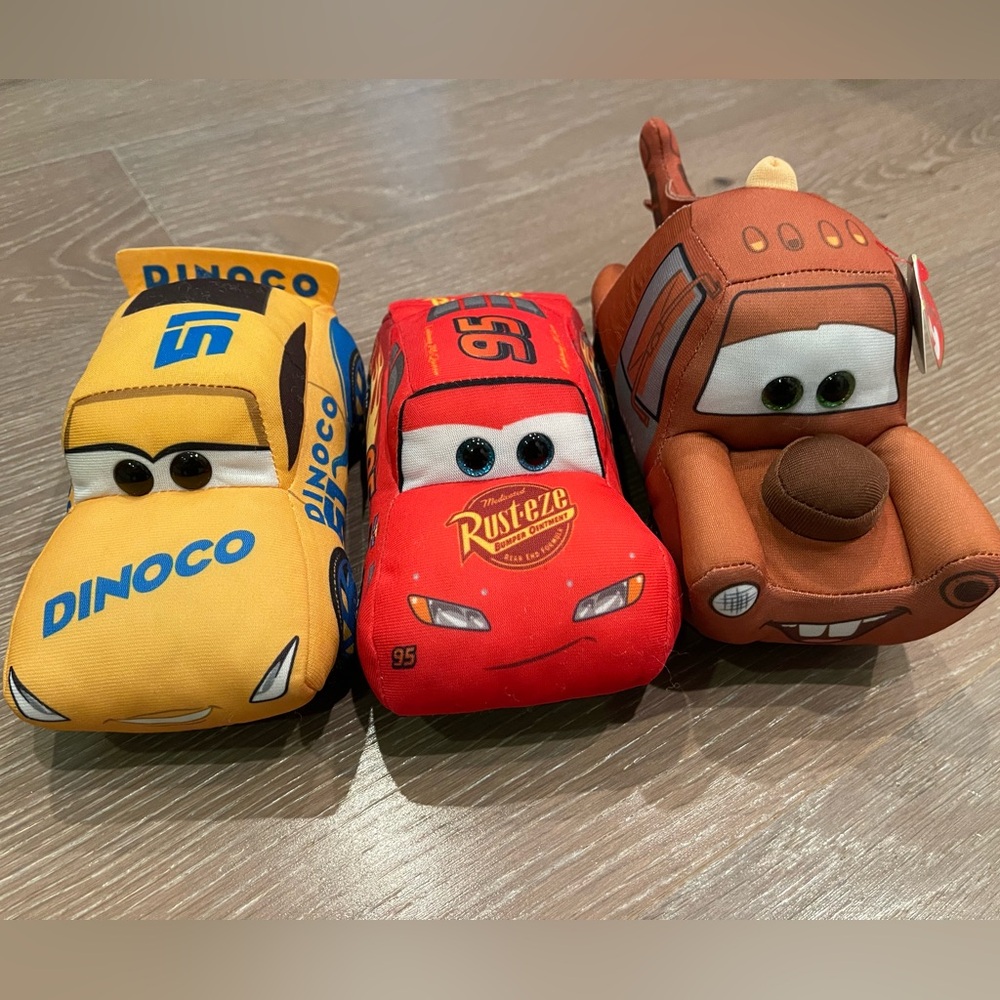 EUC TY Cars plush trio set includes Hero Lightning McQueen, Cruz and Mater